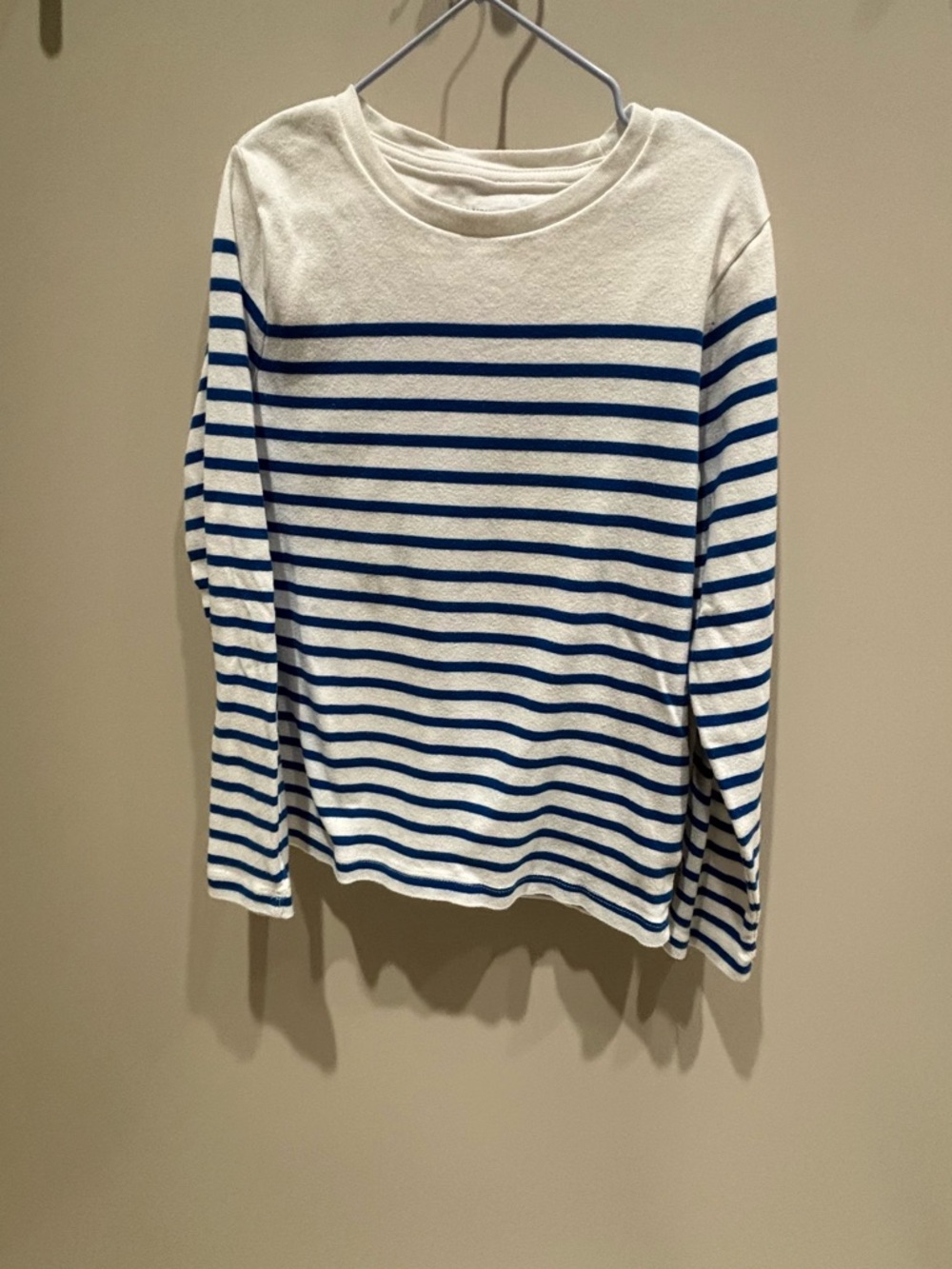Monoprix French brand Kids Long-Sleeve Breton Stripe Top - White & Blue cotton